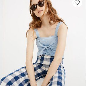 NWT MADEWELL Denim Tie-Front Cami Top Light Indigo